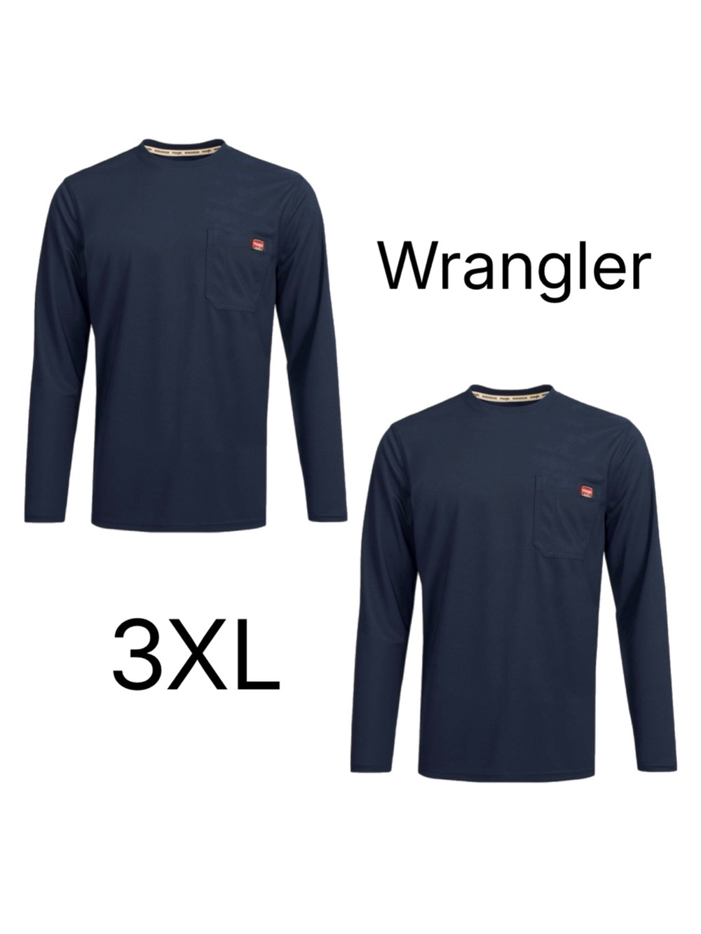 (2) Wrangler Workwear Long Sleeve Performance Pocket T-Shirt